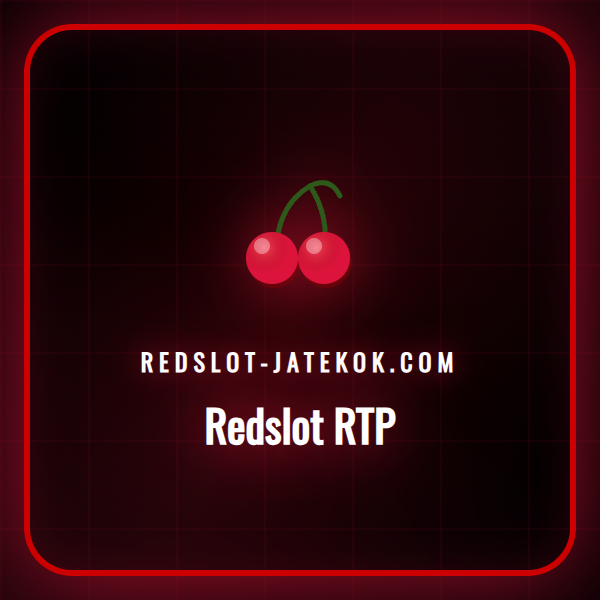 Egy Redslot nyerőgép pörgő tárcsái, mellette az RTP érték szimbóluma.