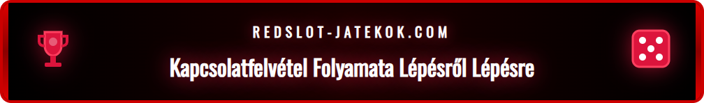 Infografika, amely bemutatja a Redslot ügyfélszolgálattal való kapcsolatfelvétel lépéseit a bejelentkezéstől a probléma megoldásáig.